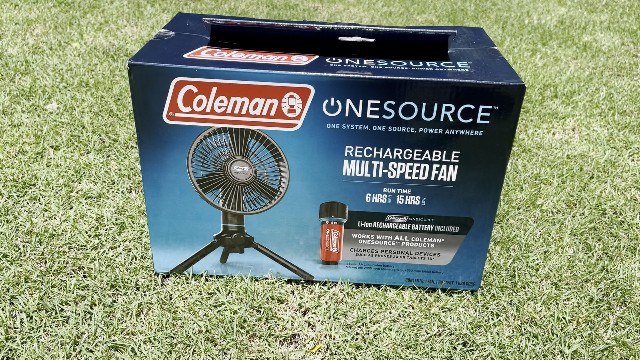 The original packaging of the Coleman OneSource Fan.