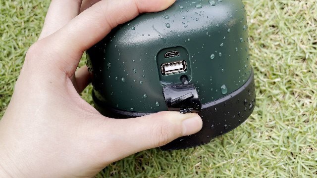 The Coleman Rugged Rechargeable 400 Lantern after a heavy rain test.