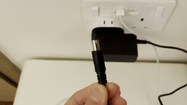The adapter of the Geek Aire Portable Camping Fan.