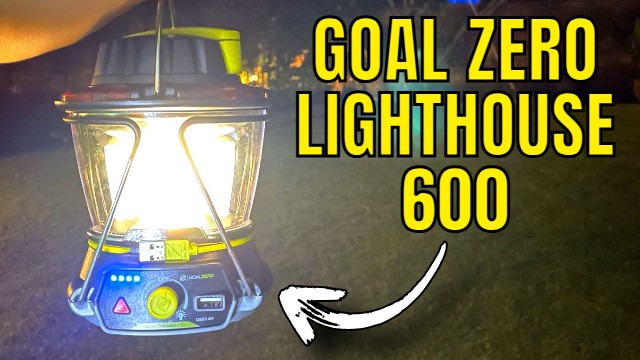 The author holding her Goal Zero Lighthouse 600 lantern.