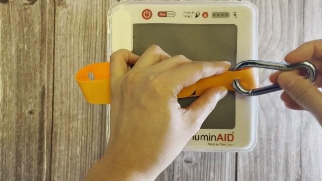 One of the carabiner loops of the LuminAID PackLite Titan.