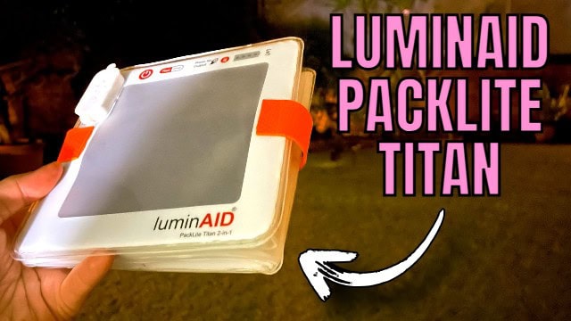 The author holding her LuminAID PackLite Titan lantern.