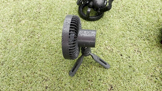 The author rain testing the Nitecore NEF10 Fan.