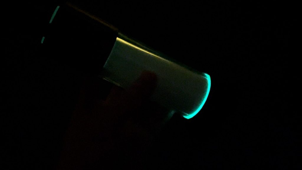 The glowing bottom ring of the Ledlenser ML6