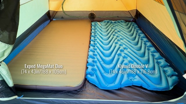 The Exped MegaMat Duo and Klymit Double V inside the Kelty Wireless 4.
