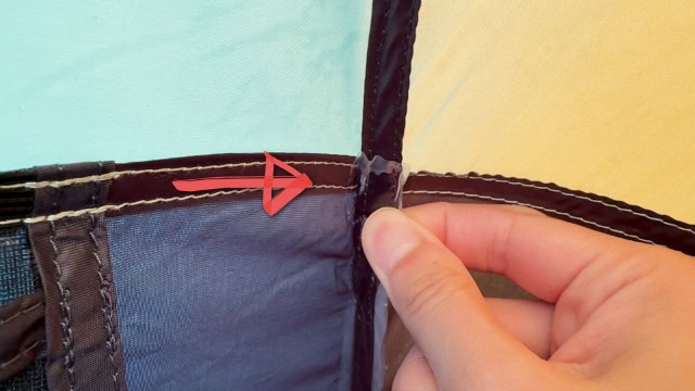 The seam taping of the Kelty Wireless 4.