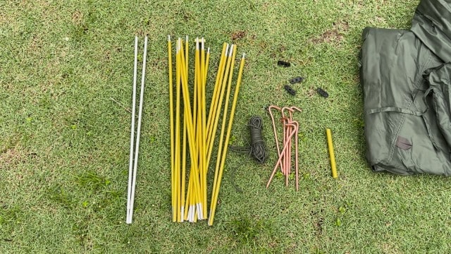 The poles, guylines and stakes of Marmot Crane Creek 2.