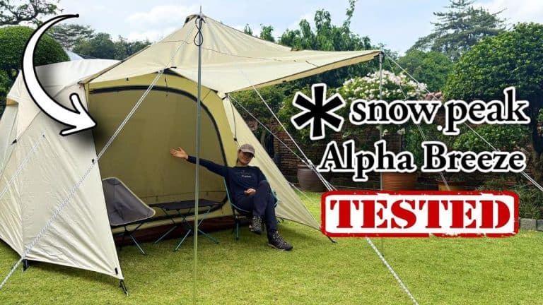 The author testing the Snow Peak Alpha Breeze.